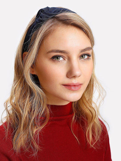 Knot Design Denim Headband-hair-Des Mess