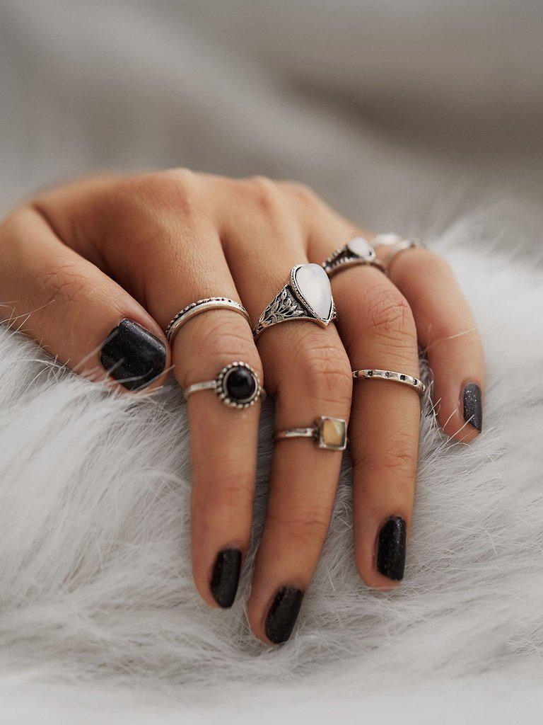 Geometric Design Ring Set 8pcs-jewelry-Des Mess