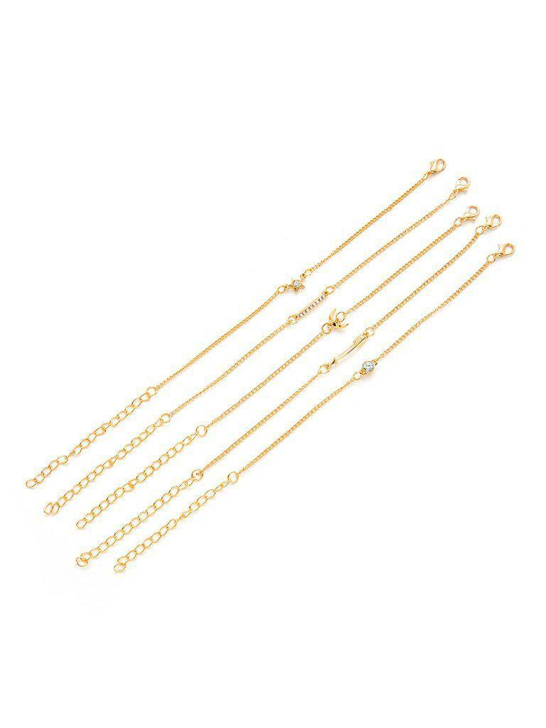 Rhinestone Moon & Star Chain Bracelet Set-jewelry-Des Mess