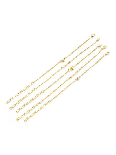 Rhinestone Moon & Star Chain Bracelet Set-jewelry-Des Mess