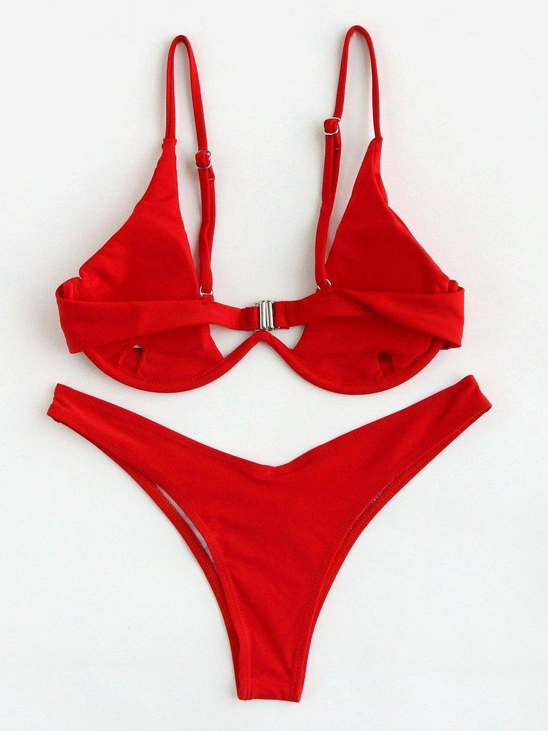 Underwire High Leg Bikini Set-swimwear-Des Mess