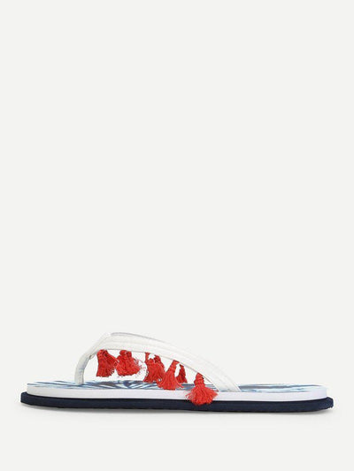 Tassel Detail Flip Flops-shoes-Des Mess