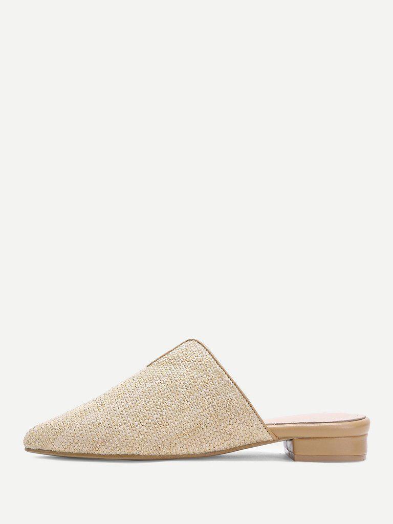 Pointed Toe Woven Mule Flats-shoes-Des Mess