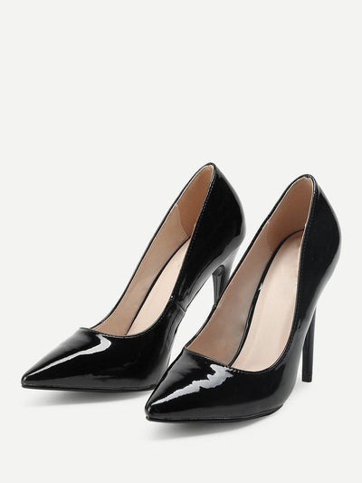 Stiletto Pointed Toe PU Heels-shoes-Des Mess