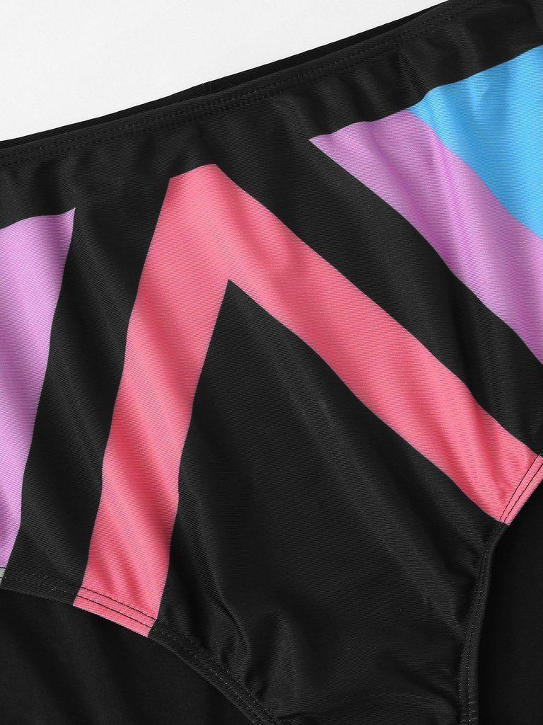 Colorblock Halter Bikini Set-swimwear-Des Mess