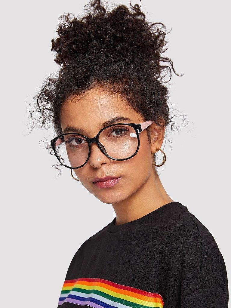 Two Tone Frame Flat Lens Glasses-accessories-Des Mess
