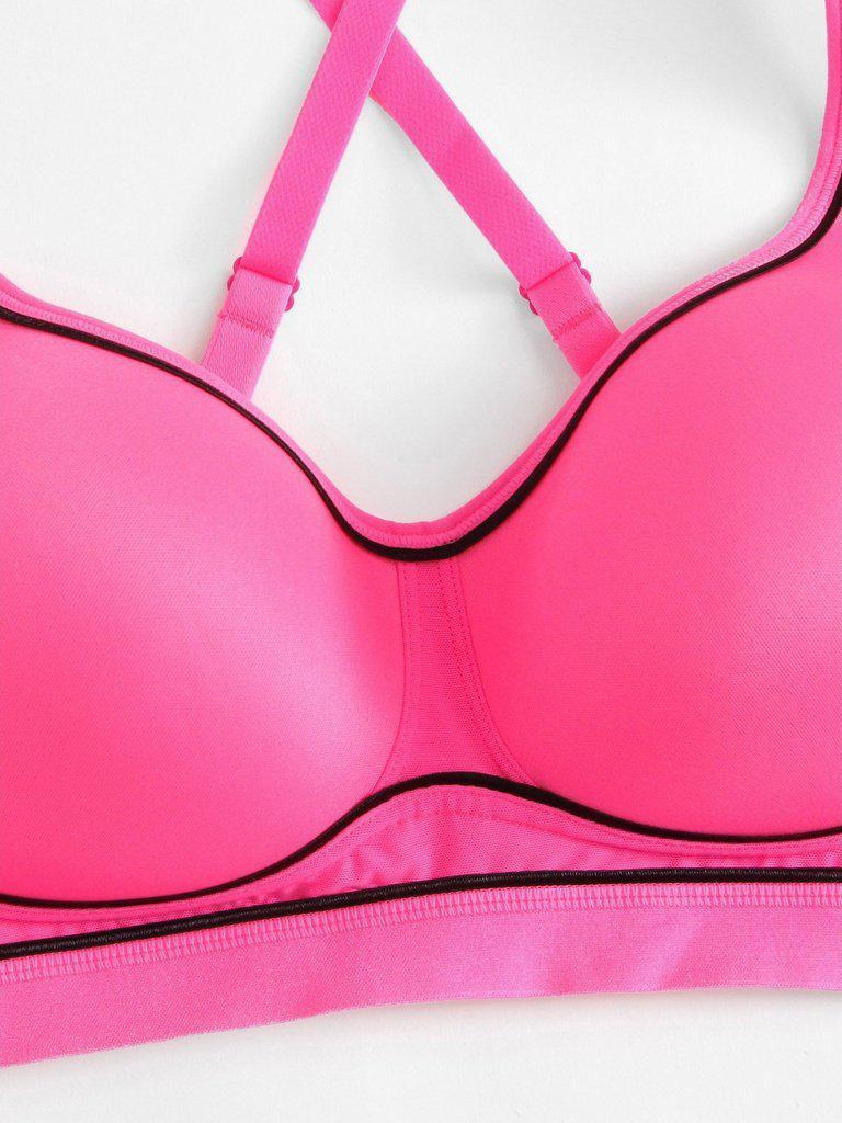 Contrast Seam Cross Back Sports Bra-sportswear-Des Mess