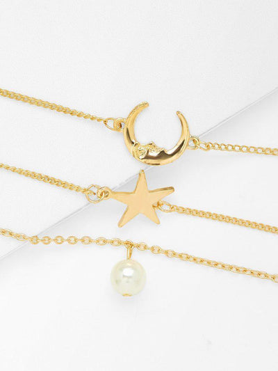Moon & Star Design Link Bracelet Set--Des Mess