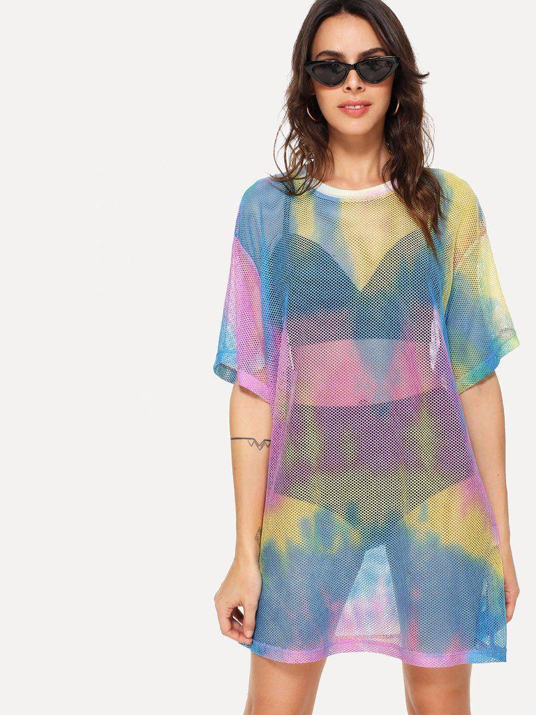 Pastel Tie Dye Mesh Dress-sportswear-Des Mess