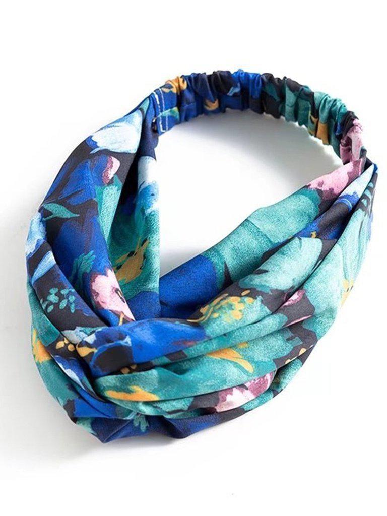 Watercolor Flower Print Twist Headband-hair-Des Mess