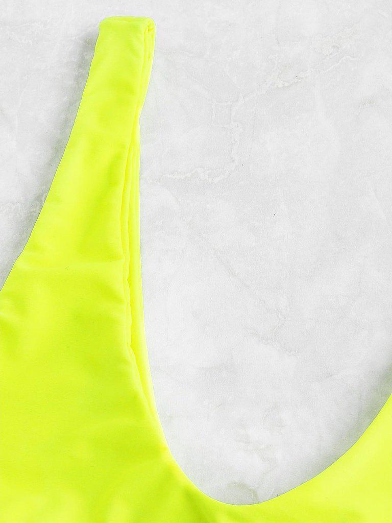 Neon Plunge Neckline High Leg Bikini Set-swimwear-Des Mess
