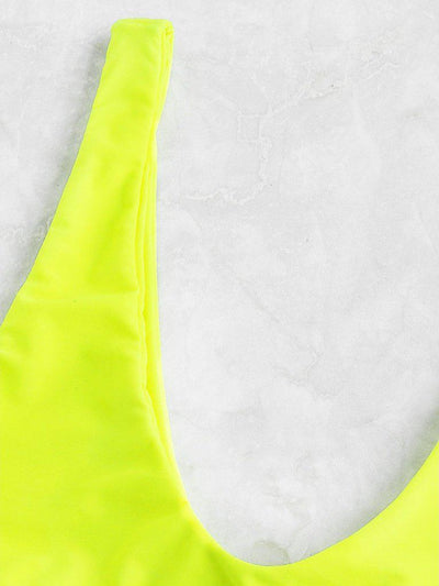 Neon Plunge Neckline High Leg Bikini Set-swimwear-Des Mess