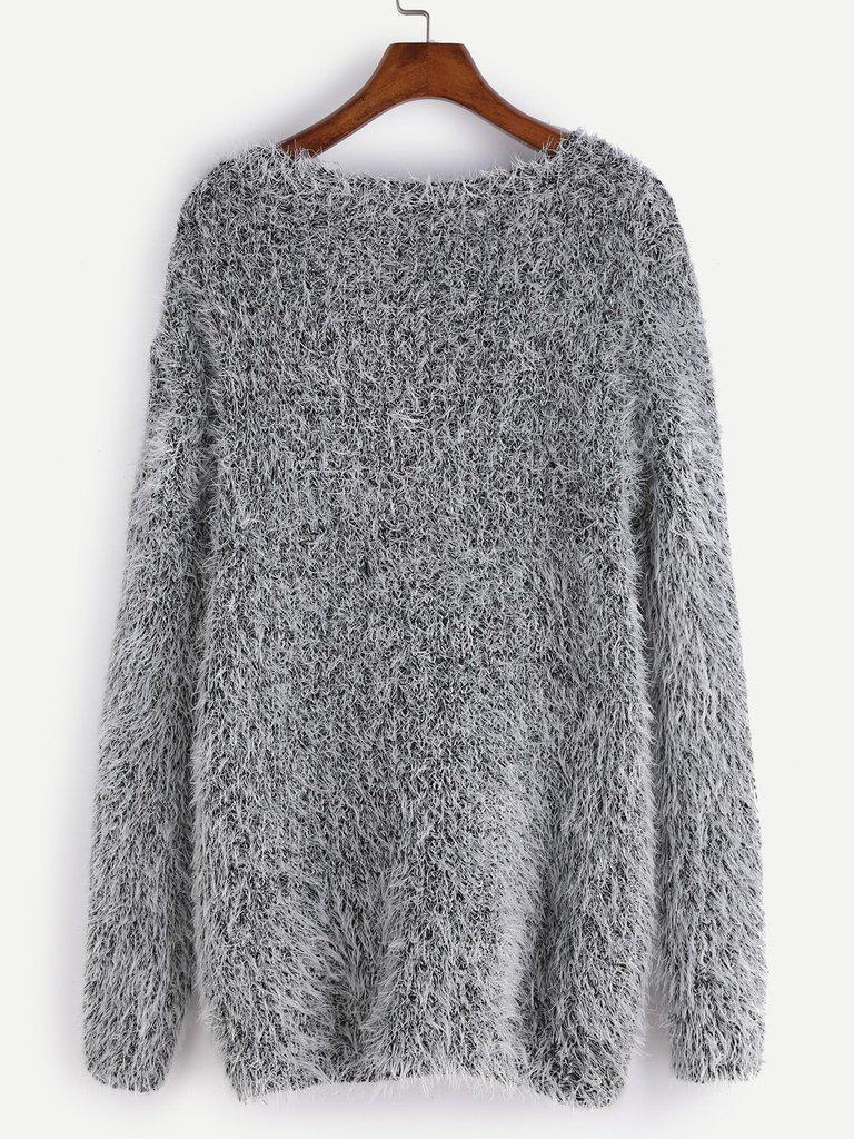 Fuzzy Chunky Knit Sweater-outerwear-Des Mess