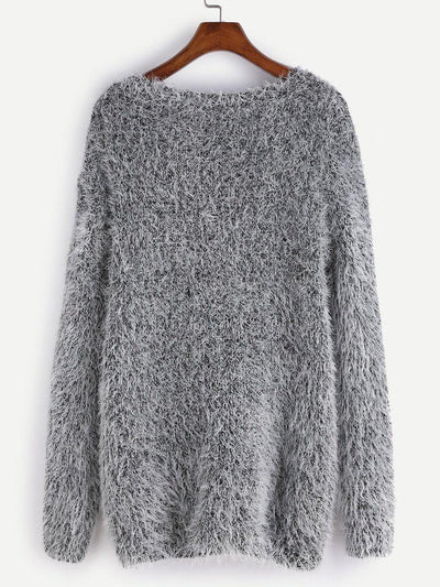 Fuzzy Chunky Knit Sweater-outerwear-Des Mess
