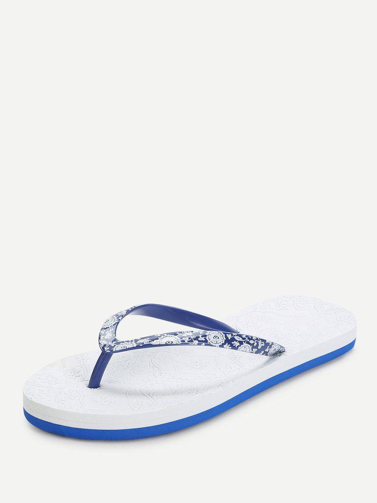 Porcelain Print Flip Flops-shoes-Des Mess