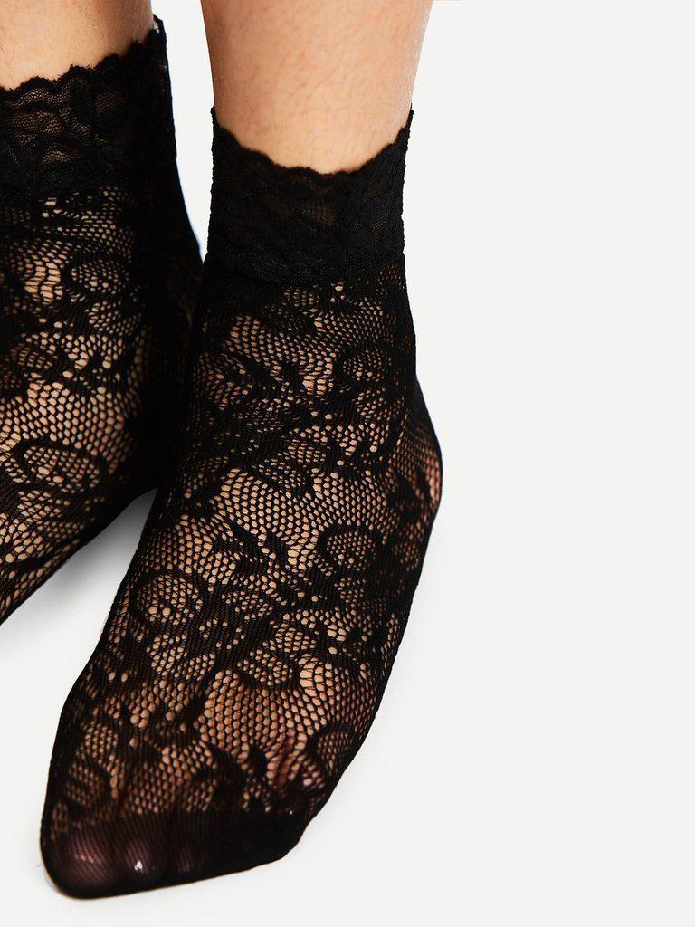 Flower Pattern Ankle Socks 4Pairs-accessories-Des Mess