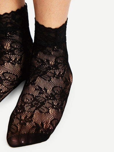 Flower Pattern Ankle Socks 4Pairs-accessories-Des Mess