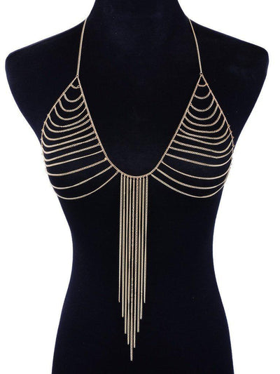 Chain Tassel Bralet Body Chain-jewelry-Des Mess