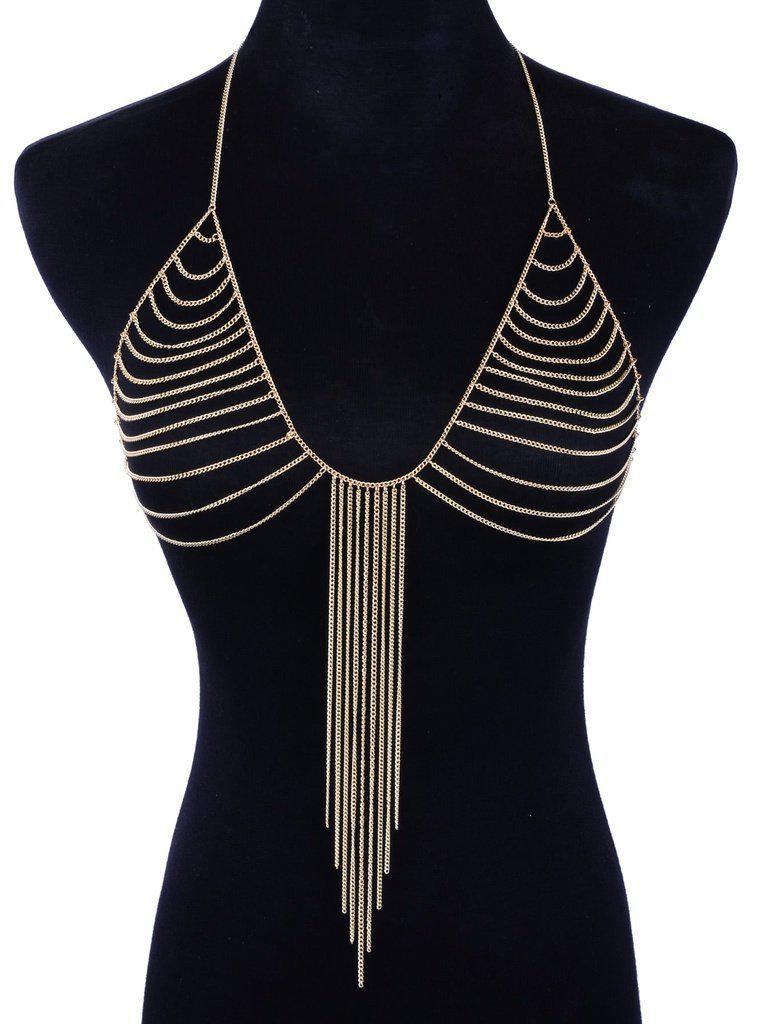 Chain Tassel Bralet Body Chain-jewelry-Des Mess