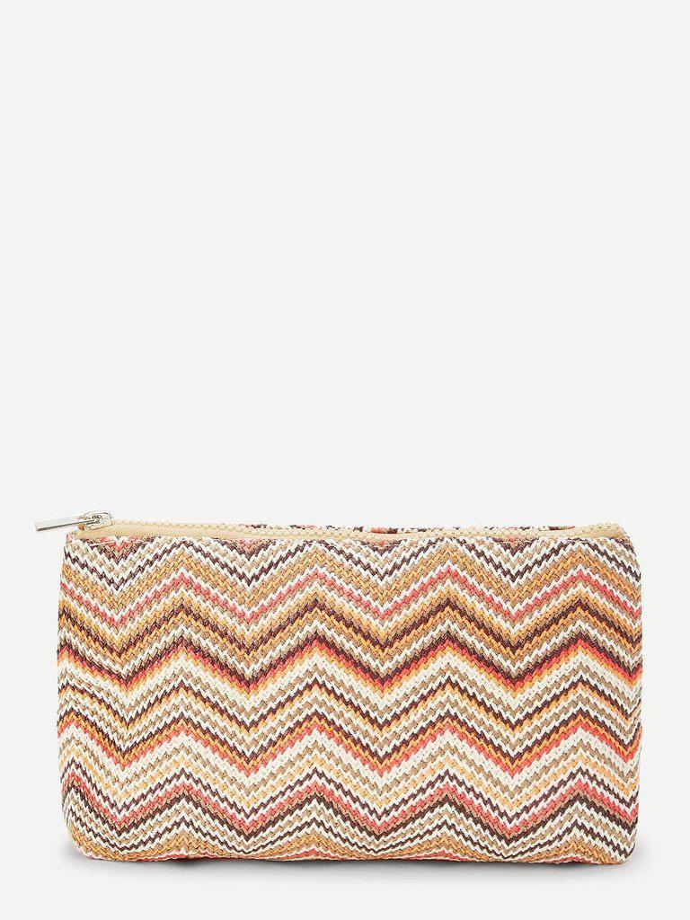 Zig Zag Woven Makeup Bag-makeup-Des Mess