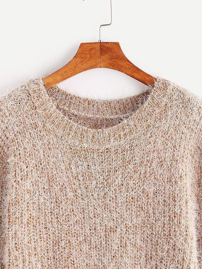 Fuzzy Chunky Knit Sweater-outerwear-Des Mess