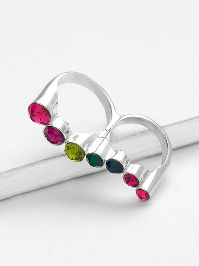 Asymmetrical Rhinestone Double Finger Ring-jewelry-Des Mess