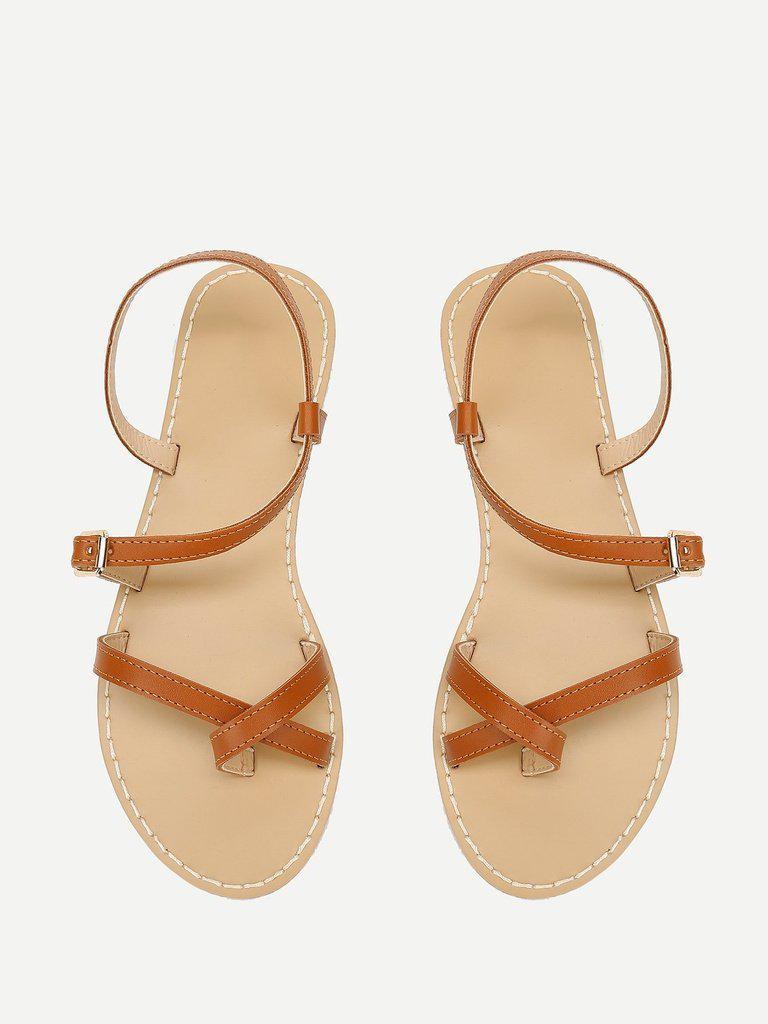 Toe Ring Strappy Flat Sandals-shoes-Des Mess