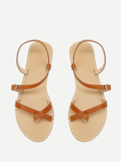 Toe Ring Strappy Flat Sandals-shoes-Des Mess