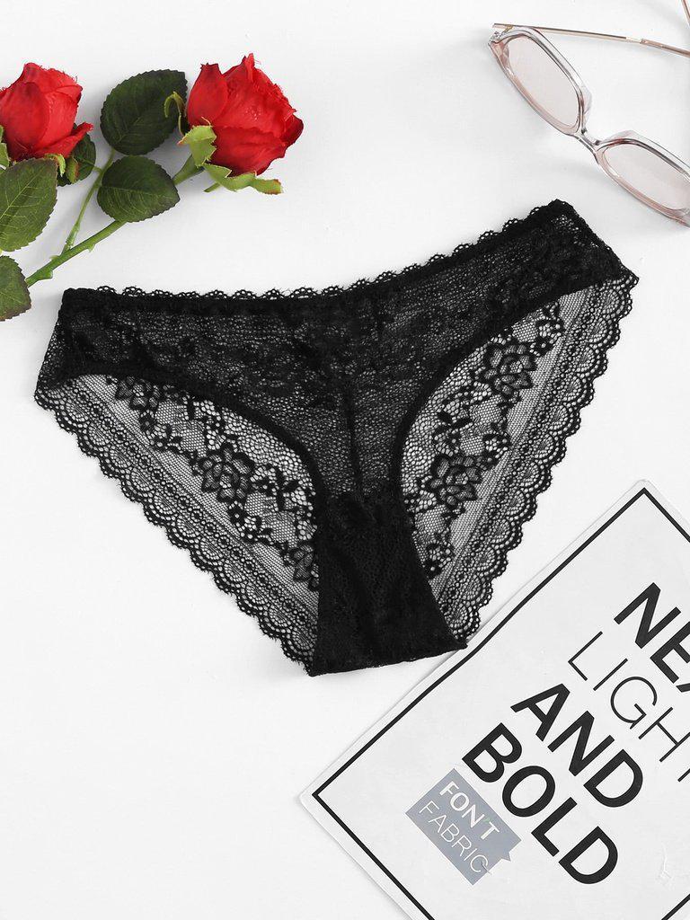 Scalloped Floral Lace Panty-lingerie-Des Mess