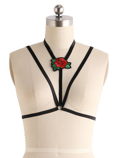 Rose Embroidery Halter Body Harness-jewelry-Des Mess