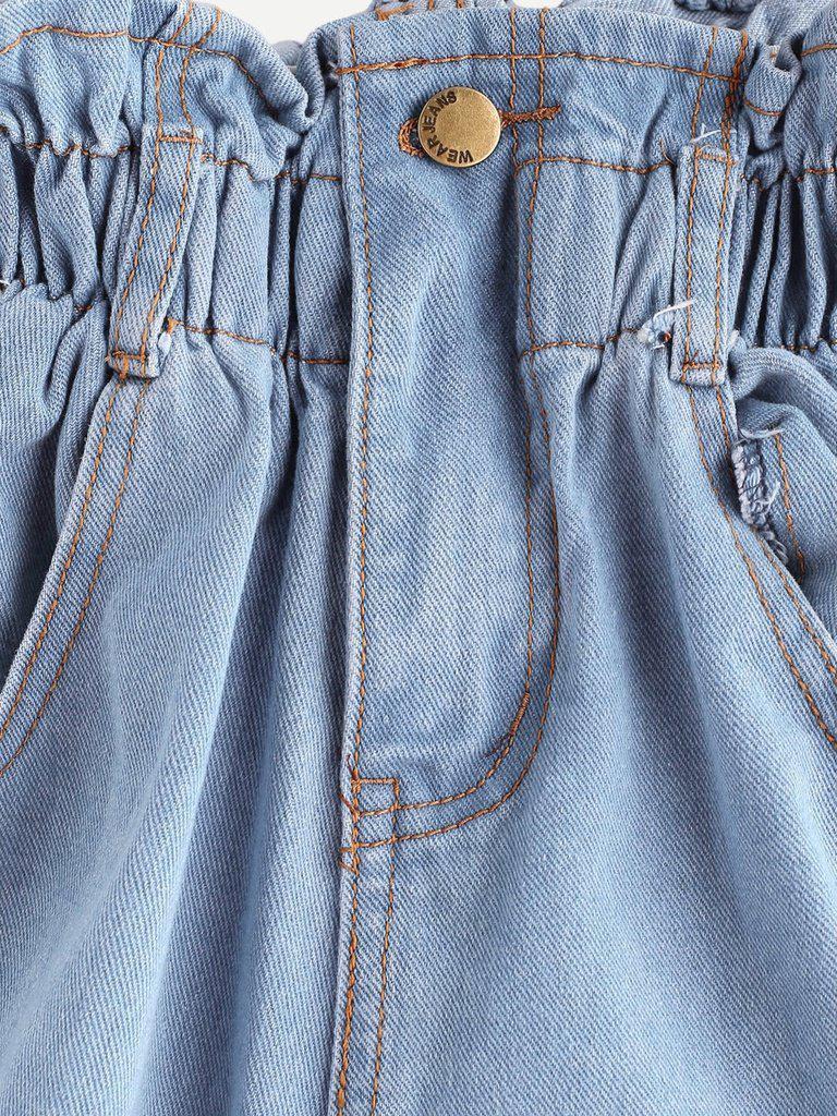 Elastic Waist Ripped Denim Skirt-bottom-Des Mess