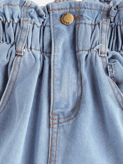 Elastic Waist Ripped Denim Skirt-bottom-Des Mess