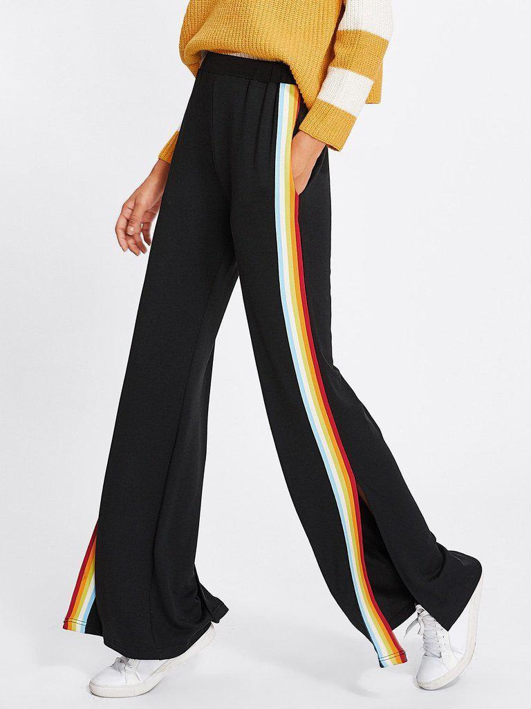 Rainbow Tape Side Split Pants-bottom-Des Mess
