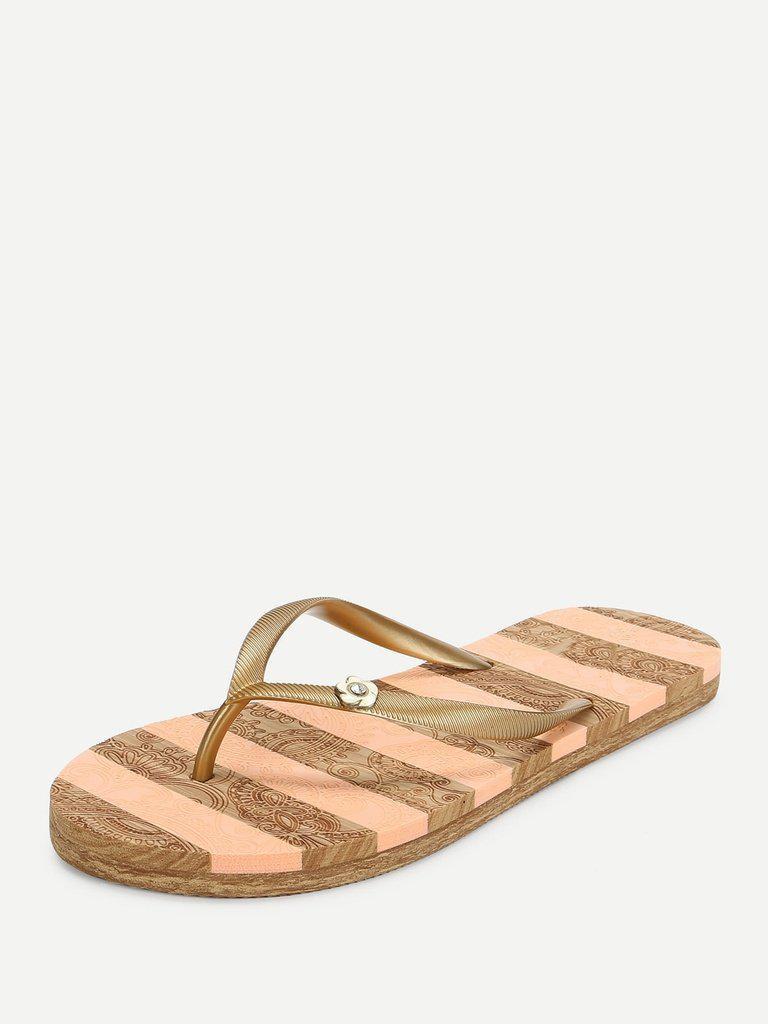 Block Striped Flip Flops-shoes-Des Mess