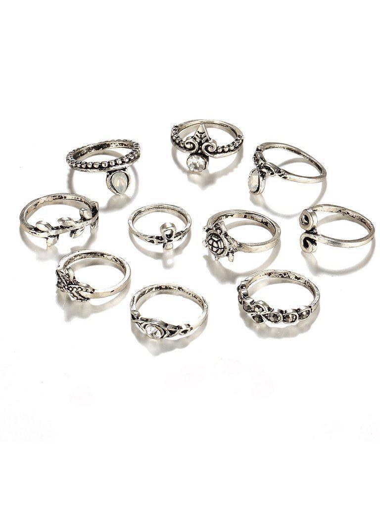 Starfish And Tortoise Design Ring Set 10pcs-jewelry-Des Mess