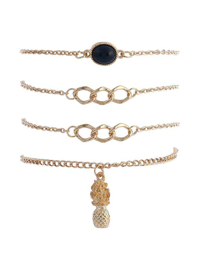 Pineapple Charm Chain Bracelet 4pcs--Des Mess