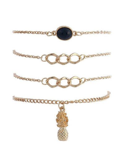 Pineapple Charm Chain Bracelet 4pcs--Des Mess
