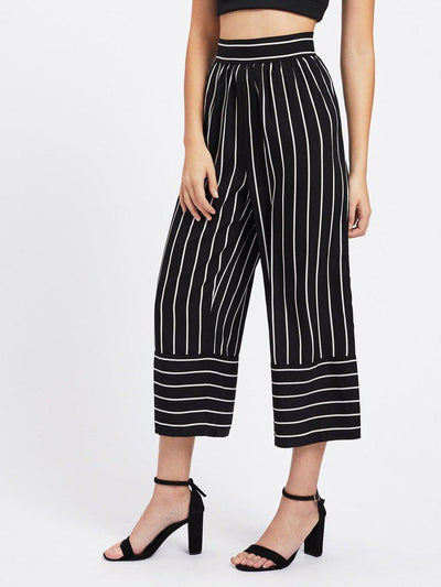 Striped Wide Leg Pants-bottom-Des Mess