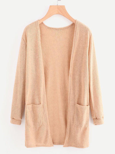 Open Front Sweater With Pockets-outerwear-Des Mess