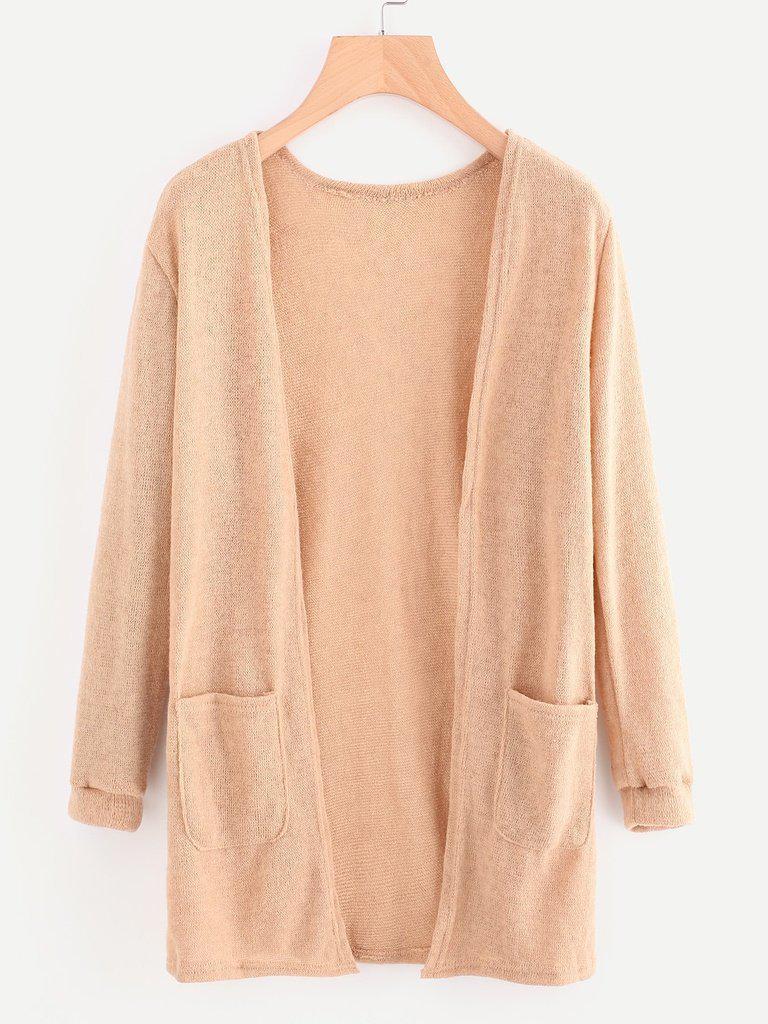 Open Front Sweater With Pockets-outerwear-Des Mess