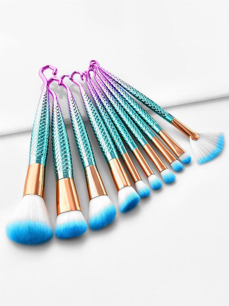 Mermaid Handle Makeup Brush Set 10pcs--Des Mess