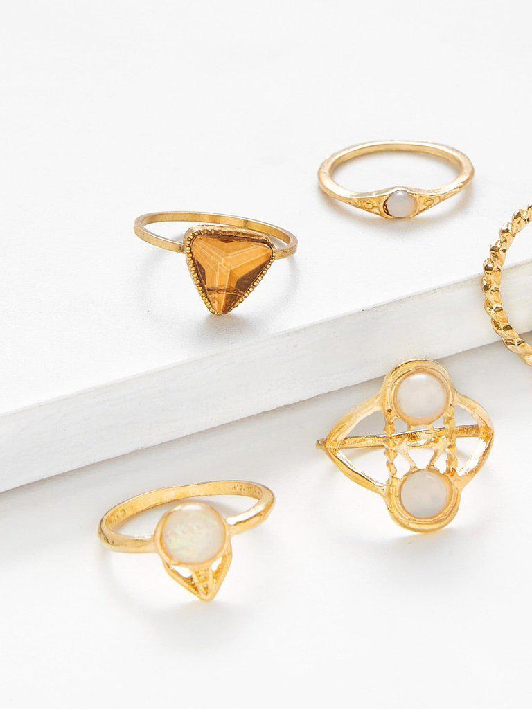 Multi Shaped Ring Set 5pcs-jewelry-Des Mess