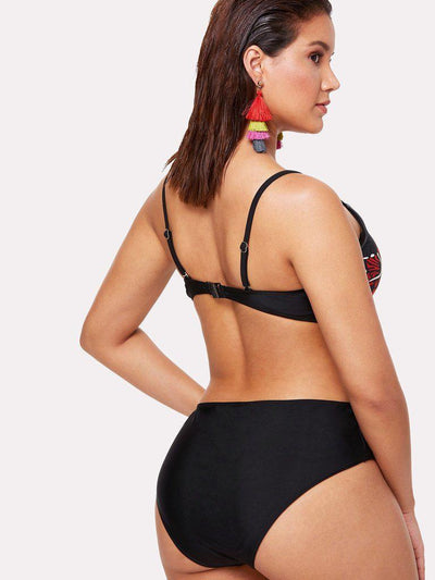 Flower Print Cutout Swimsuit-swimwear-Des Mess