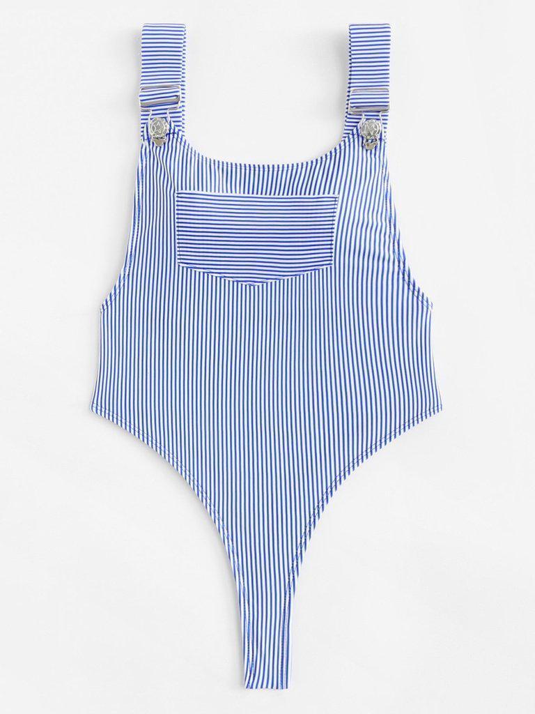 High Waist Striped Swimsuit-swimwear-Des Mess