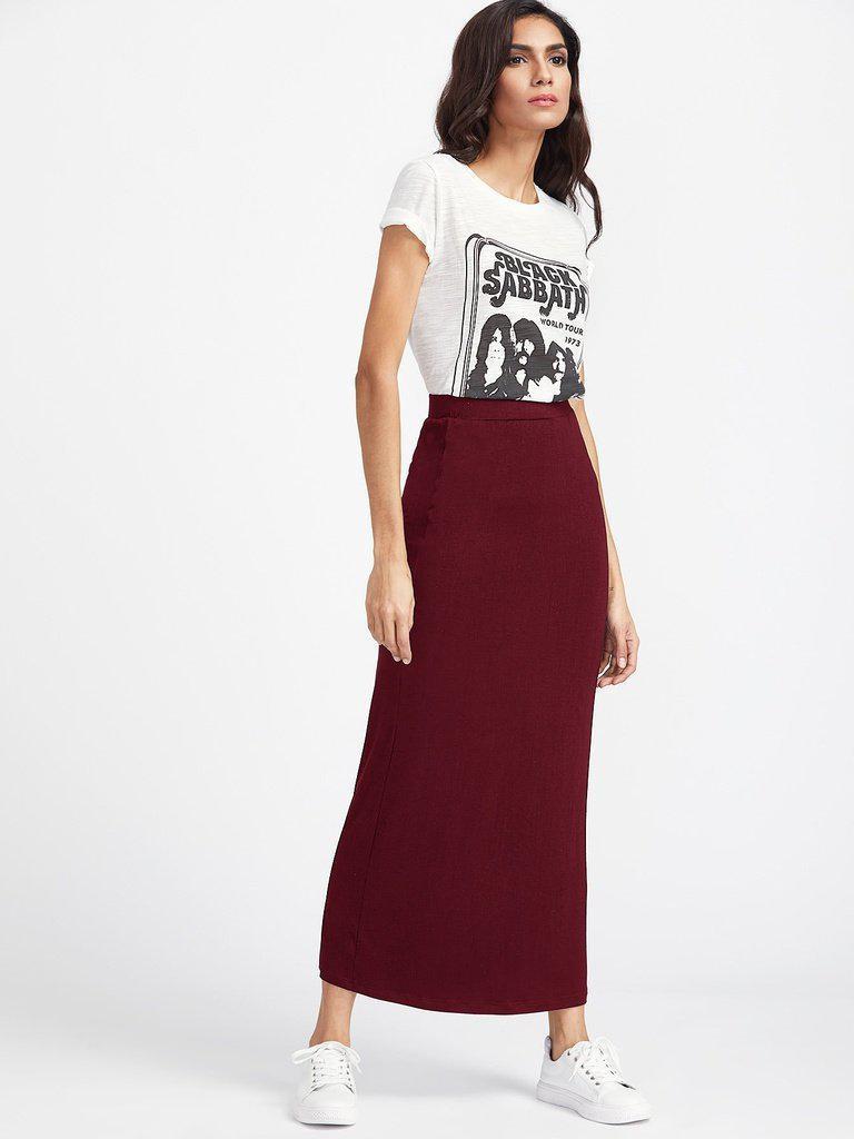 Elastic Waist Longline Jersey Skirt-bottom-Des Mess