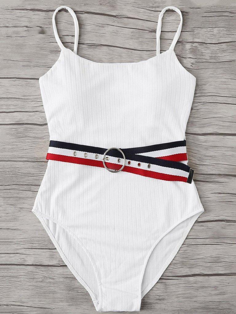 Belt Decorated Swimsuit-swimwear-Des Mess