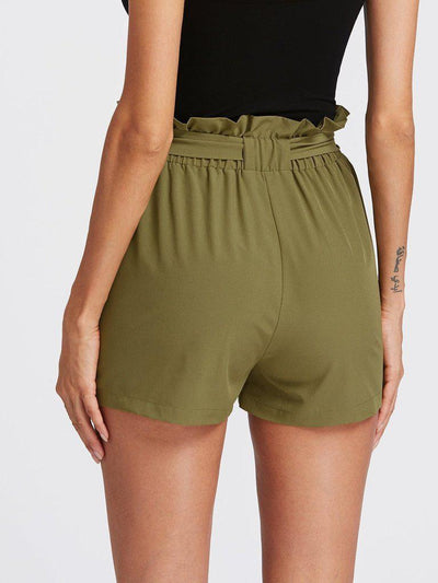 Self Tie Ruffle Waist Shorts-bottom-Des Mess