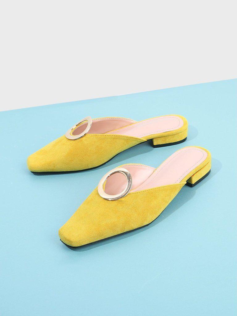 Ring Front Square Toe Suede Flats-shoes-Des Mess