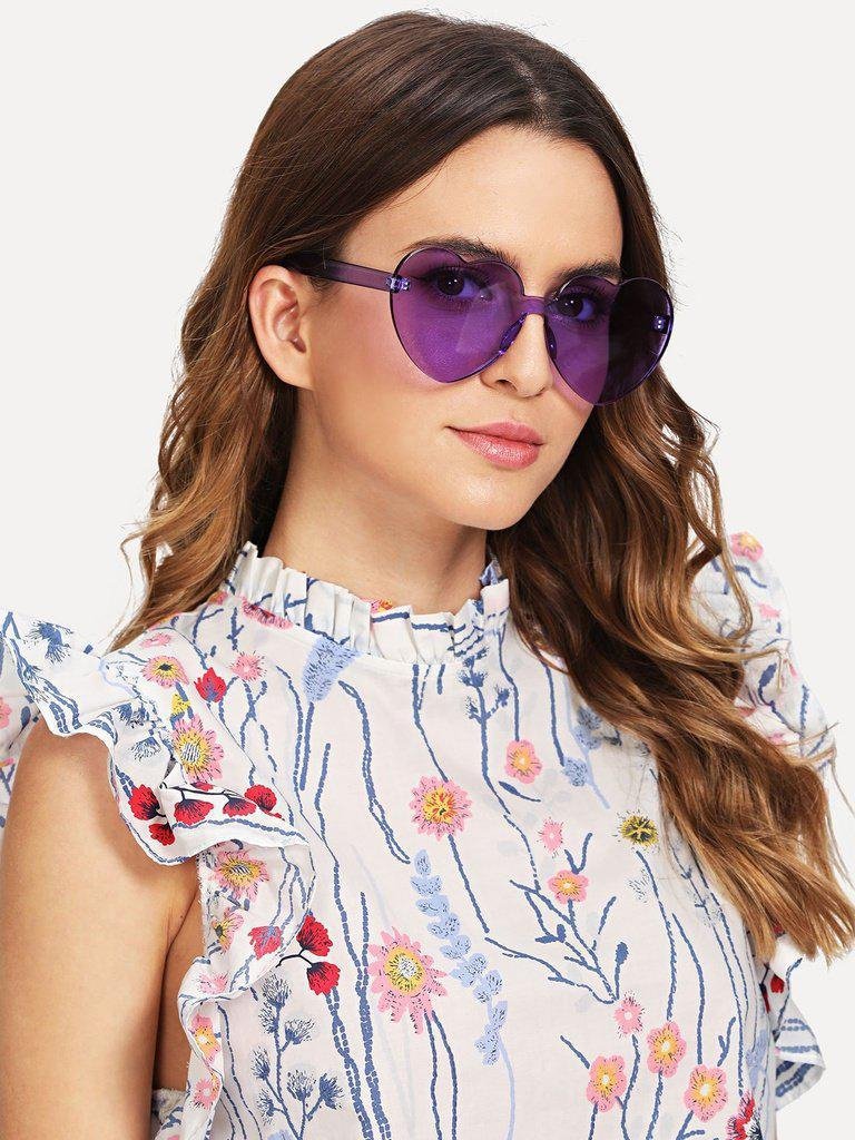 Heart Shaped Lens Rimless Sunglasses-accessories-Des Mess