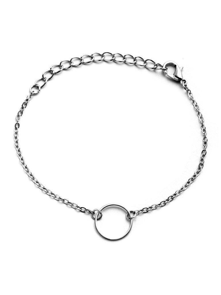 Silver Plated Hollow Circle Chain Bracelet--Des Mess